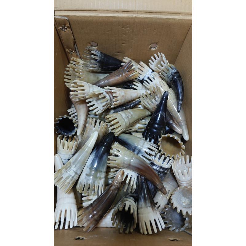 Thick Yellow Long-Handled Cow Horn Brush: Head Massager & Shampoo Comb