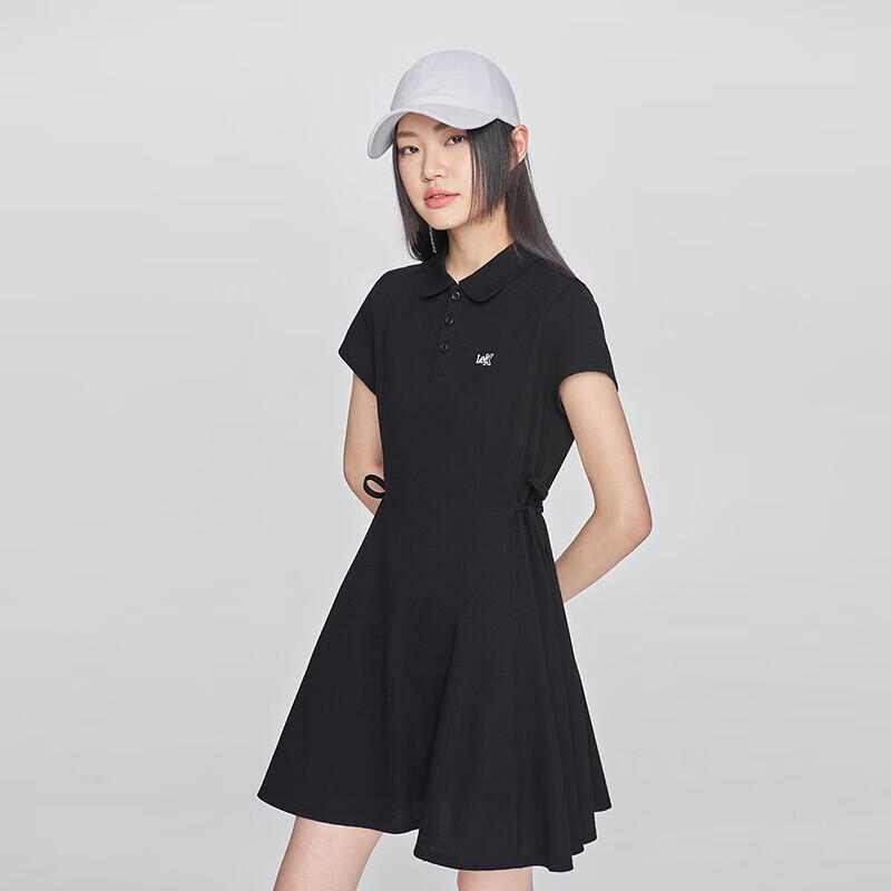 Lee Women's Slim-Fit Black Polo Midi Dress