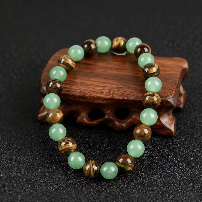 Elegant Yellow Tiger Eye And Green Aventurine Semi-Precious Stone Strand Bracelet For Fashion Lovers Luxury