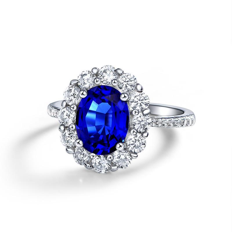 Gica Gema 925 Sterling Silver Created Sapphire Zircons Gemstone Rings For Women Sparkling Wedding Fine Jewelry
