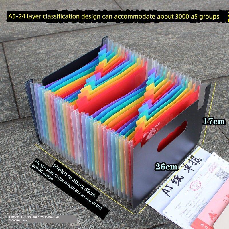 A5 Folder Large Capacity Expanding File Financial Invoice Folder Ticket Clips Folder Multi-Layer Classification Document Storage Box
