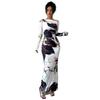 2026 One-Shoulder White Floral Slim-Fit Maxi Dress for Women
