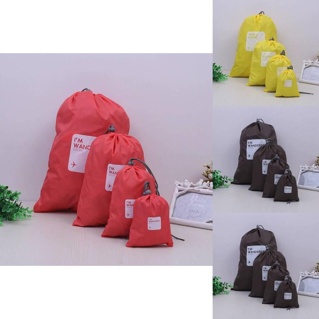 Nylon Travel Organizer Bags 4 Piece Sealable Cube Drawstring For Home Kitchen Storage