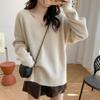 Loose and Lazy Wind V-neck Pit Strip Women's Sweater Autumn and Winter New Versatile Knitted Bottoming Shirt