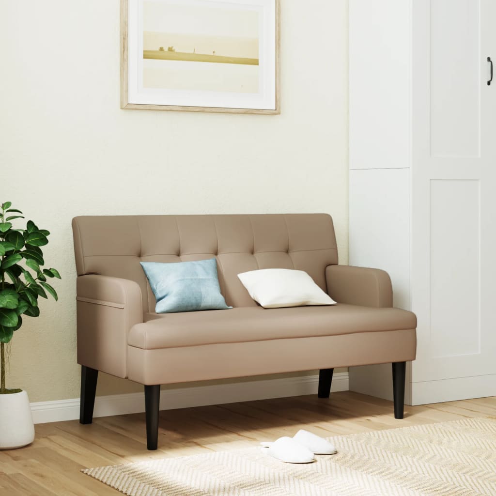 Vidaxl Ławka Z Oparciem, Cappuccino, 112X65,5X75 Cm, Sztuczna Skóra