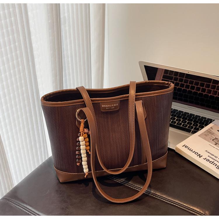 Ladies Large Capacity Shoulder Bags Vintage Commuting Underarm Bags Solid Color Casual Handbag Women High Quality Tote Bag