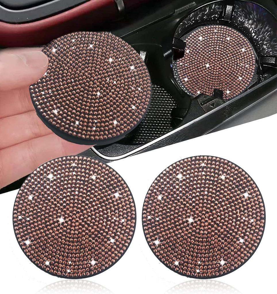 2ks módní bling držák na pohár do auta podtácek protiskluzový nárazuvzdorný univerzální vložka bling krystalový kamínkový automobilový interiérový doplněk pro ženy