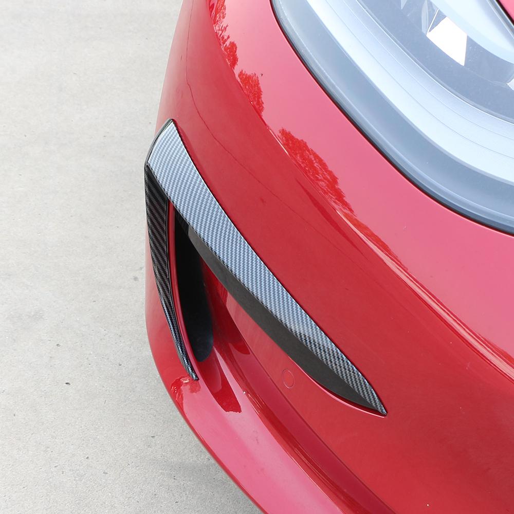 2Pcs Carbon Fiber Front Bumper Splitter Spoiler Lip Kit Air Knife Shape for Tesla Model3 Model 3 2018-2025 Car Styling