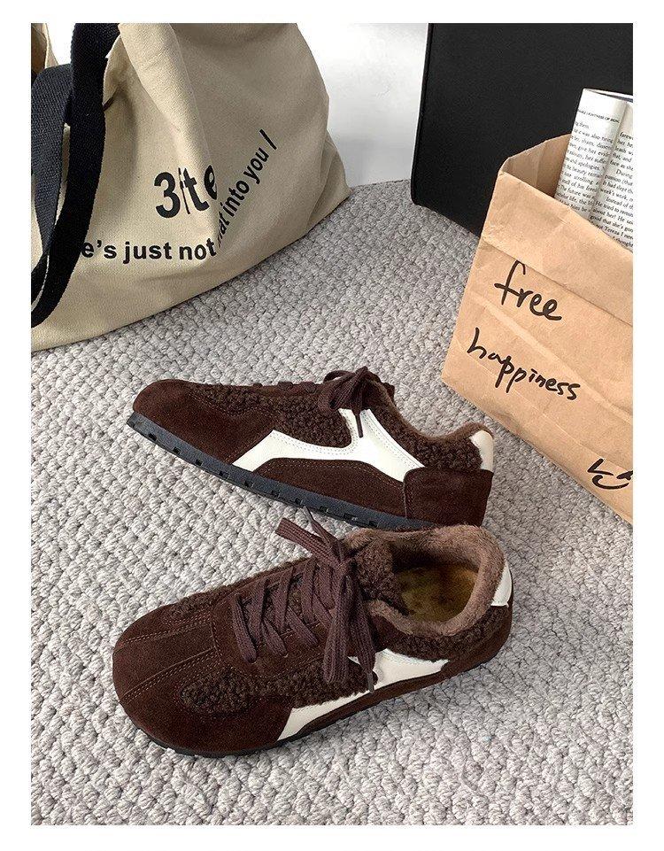 

Обувь Mao Mao женская бархатная обувь для моральной подготовки женская зимняя 2024 года новая теплая обувь из хлопка на плоской подошве универсальная повседневная обувь для доски прилив 41