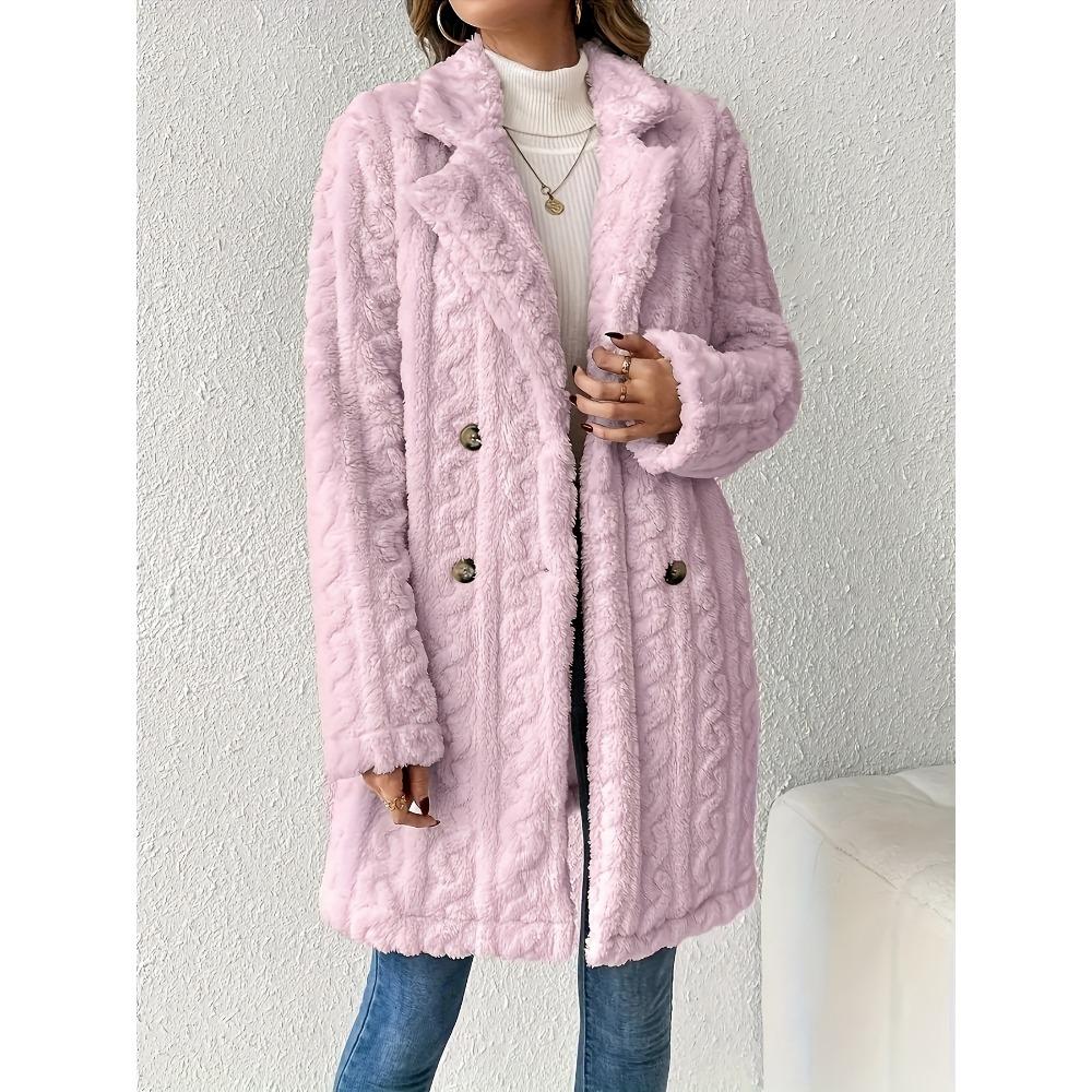 

Осенне-зимняя женская куртка больших размеров с пуговицами, однотонная плюшевая куртка на пуговицах, повседневная куртка с длинными рукавами и лацканами, женская одежда больших размеров 2XL розовый