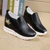 Fashion Women's Slip-On Wedge Sneakers Floral Embroidery Platform Sole Casual Shoes Comfortable Height Increasing Footwear