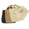 Handmade Embroidery Letter Tote Women's Seaside Holiday Straw Bag Large Capacity Woven Bag