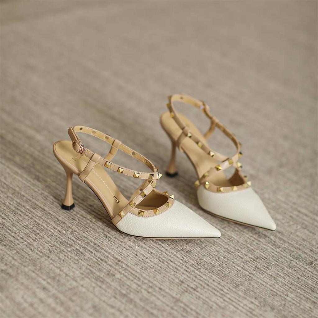 Fashion Autumn Women's Shoes Fashion Women's Pumps Pointed Toe High Heels Shallow Rivet Women's Sandals Shoes for Women Zapatos Mujer