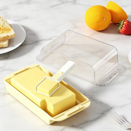 Butter Box Transparent Fresh Preservation Container with Lid And Adjustable Dosage Spoon Design Butter Keeper for Kitchen Refrigerator