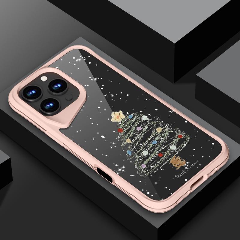 Dream Merry Christmas Tree Pattern Soft Edge Phone Case For iPhone 16 15 Pro Max 14 13 Pro Acrylic Clear Matte Shockproof Lens Protection Cover