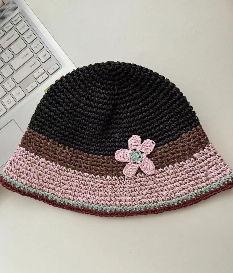 Women Hollow Flower Knitted Fisherman Hat Handmade Crochet Matching Basin Hat Spring Summer Sunscreen Sun Hats Female Panama
