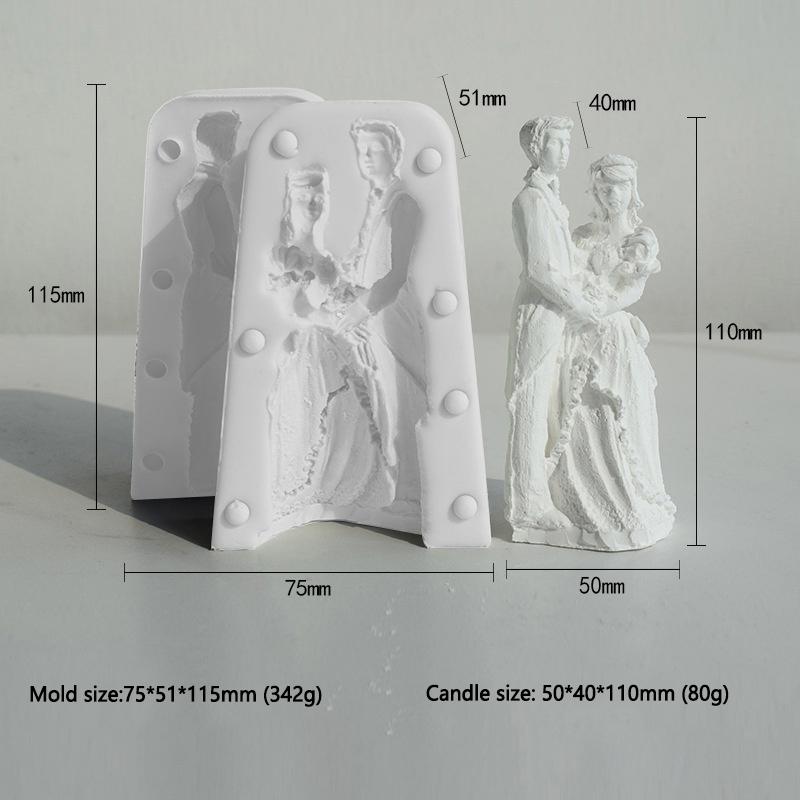Bride and Groom Candle Silicone Mould DIY Wedding Dress Handmade Newlywed Couple Gypsum Aromatherapy Resin Mould Wedding Decor