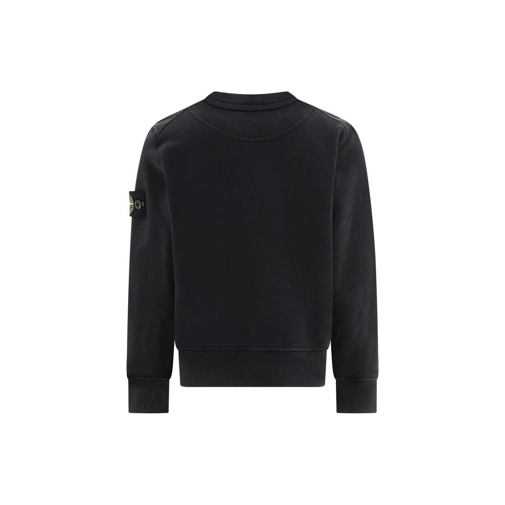 Stone Island Sweatshirt Slim Fit Solid Color Crew Neck Long Sleeve Kids tops Black 791661320-V0029