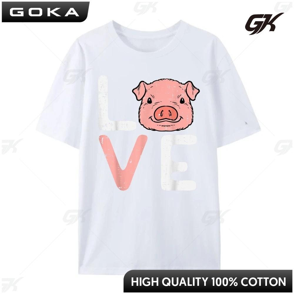 Love Pig Cute Hog Farmer Swine Farm Animal Shirts Graphic Tee Graphic T Shirts Birthday Round Short Sleeved S