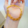 Gold Emperor Half Bangle Bracelet - Women's Auspicious Five Paths Wealth Charm