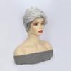 Women's Fashionable Synthetic Headband Gray White with Short Curly Hair Naturally Fluffy
