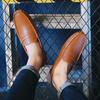 Fashion Male Leather Lazy Outdoor Shoes Male Walking Flats Men's Comfortable Soft Sole Loafers Men High Quality Slip-On Casual Shoes