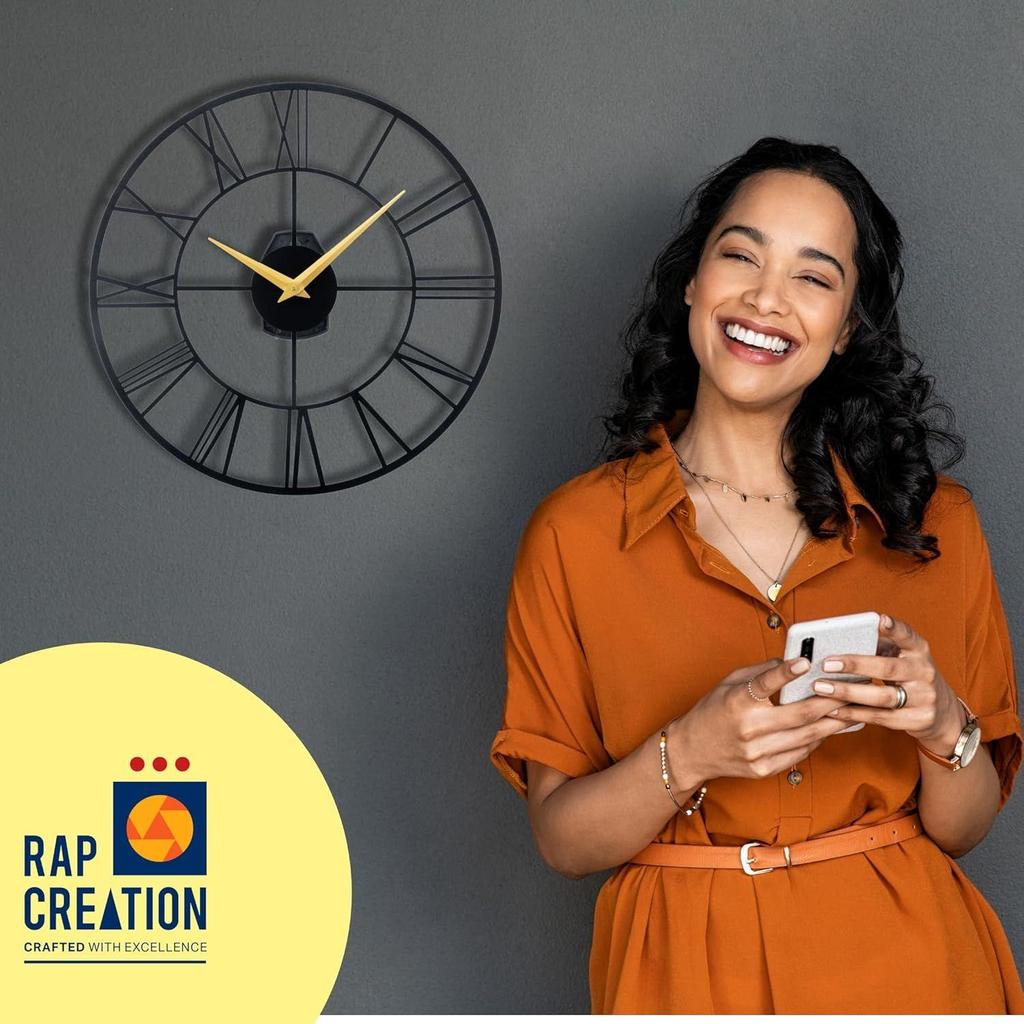 Metallic Wall Clock for Home, Office, Living Room, Bedroom, Kids Room and Kitchen | Big Size Stylish Latest Home Decor | (Battery Included)