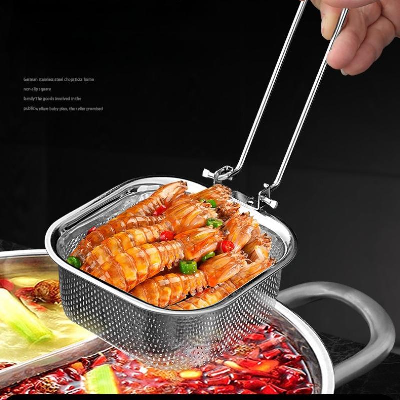 Hot Pot Colander Stainless Steel with Hook Cooking Noodles Meat Filter Screen Frying Net Hanging Type