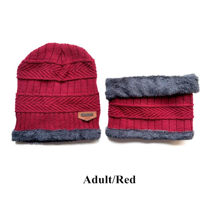 2026 New TW DDA558 Velvet Lined Thicken Ski Skull Caps Men Kids Winter Hat Scarf Set Neck Warmer Wool Knitted Beanie Hats