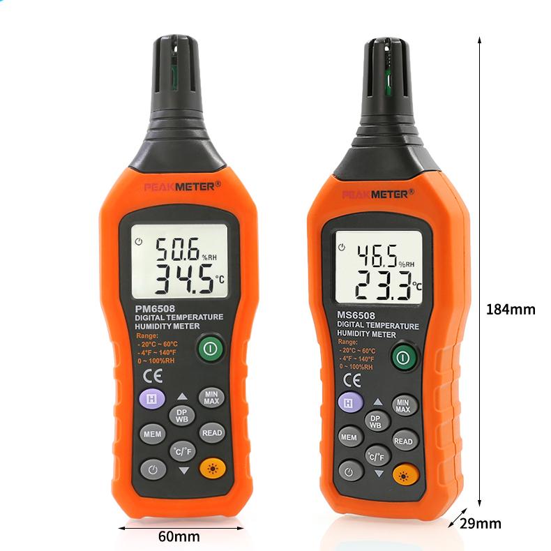 PEAKMETER PM6508 Digital Thermometer Hygrometer High Precision Professional Grade LCD Display Temperature and Humidity Meter