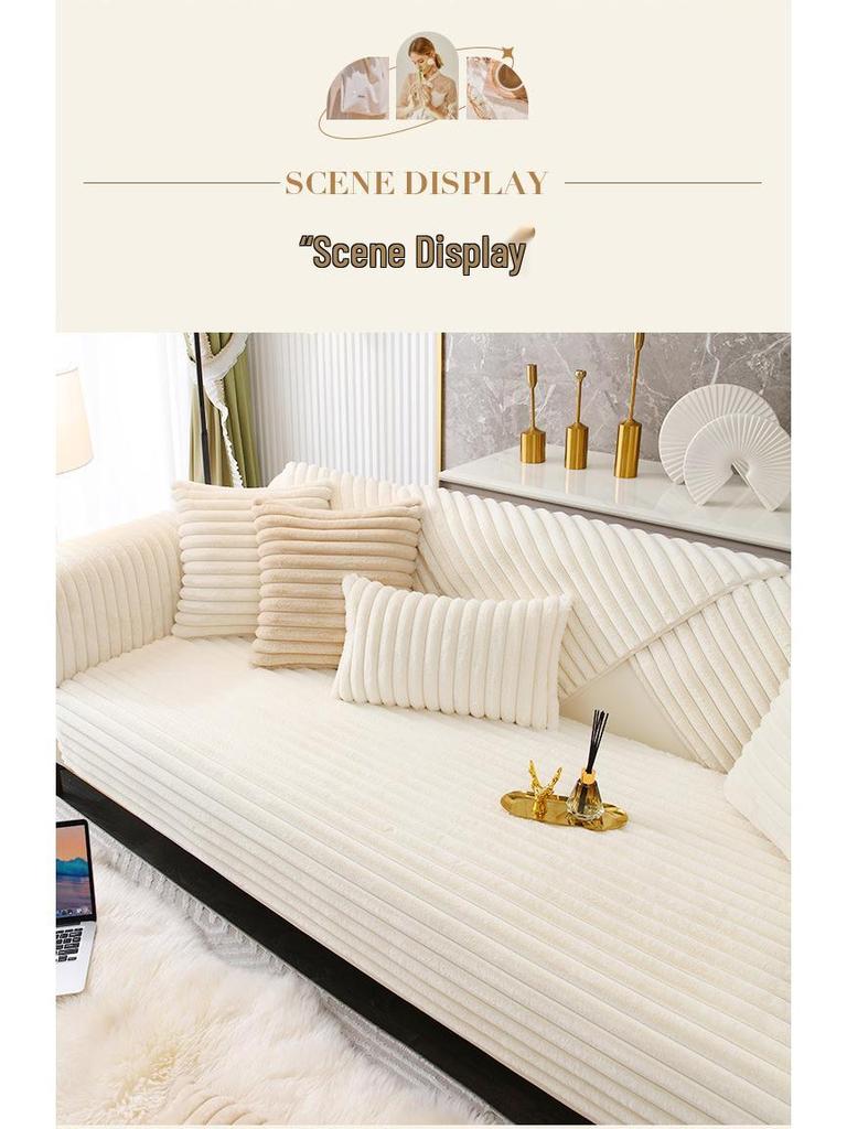 2025 Luxury Winter Sofa Cushion: Thick Rabbit Fur Plush, Non-Slip, Ideal for Solid Wood and Leather