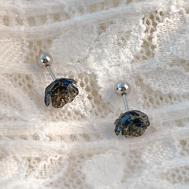 2PCS Acrylic Flower Stud Earring Fashion Women Shiny Colorful Screw Stud Earrings Stainless Steel Cartilage Helix Ear Piercing Jewelry Accessories