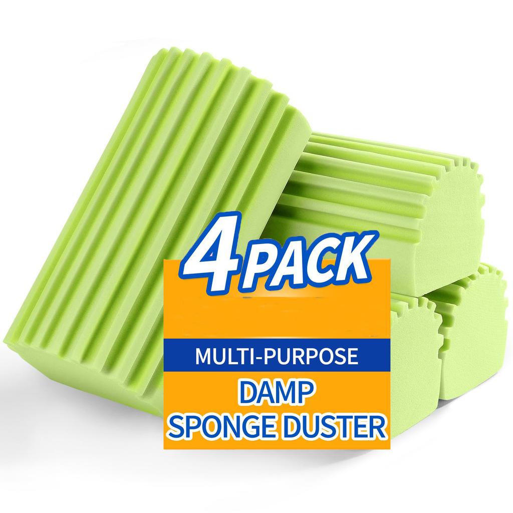 4pcs Damp Clean Duster Sponge Home Car Wet Cleaning Sponge Duster Reusable Detailing Wash Brush Auto Cleaning Accessories