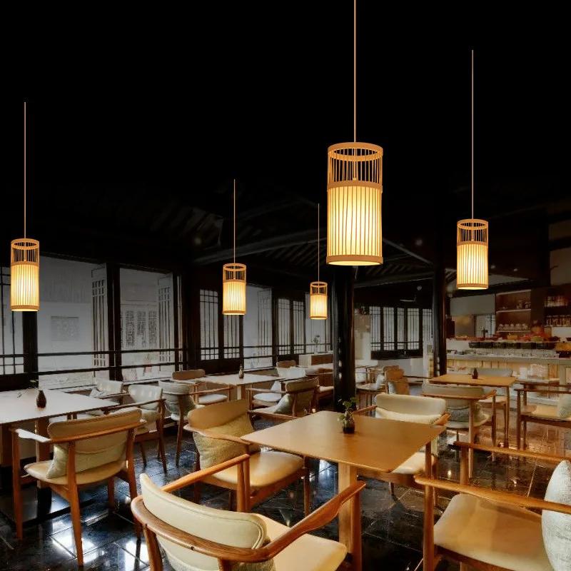Bambusový lustr v čínském stylu, čajovna, hotelový obývací pokoj, nová čínská lucerna, horký hrnec, restaurace, bambusové lampy