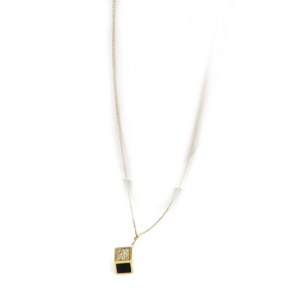 Altesse [L5355] - Gold Plated Necklace 'Calypso' Black White