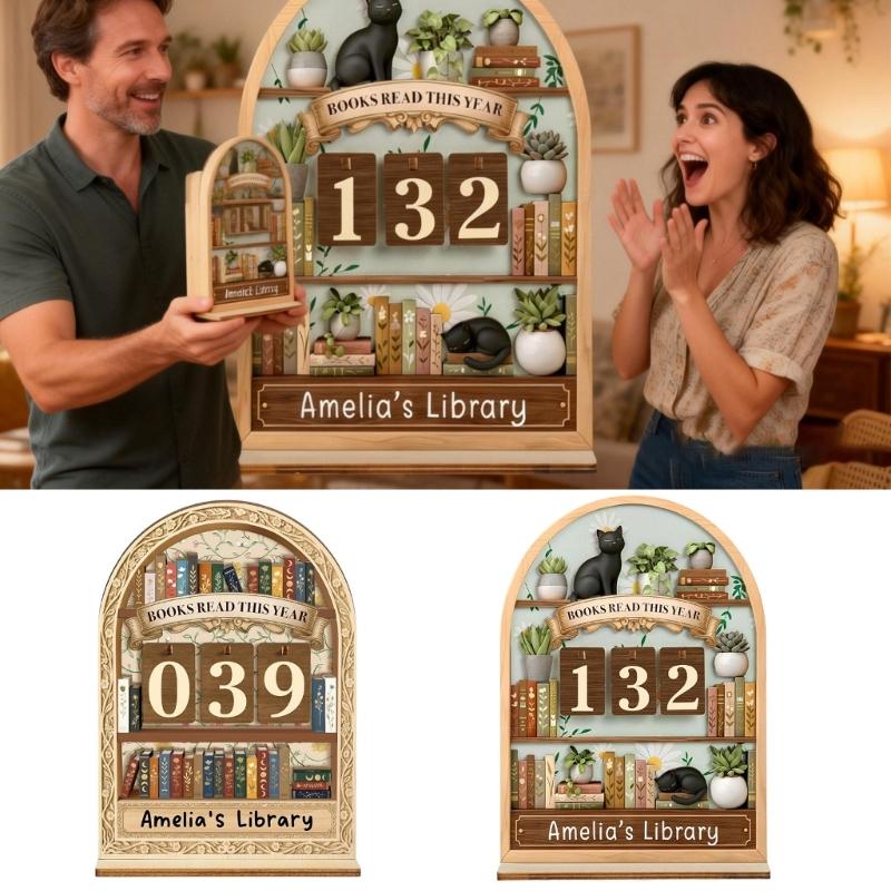 Books Read This Year Counter Fantasy Book Trackers Sign for Home Library Decors Bookworm Gift for Women Teachers