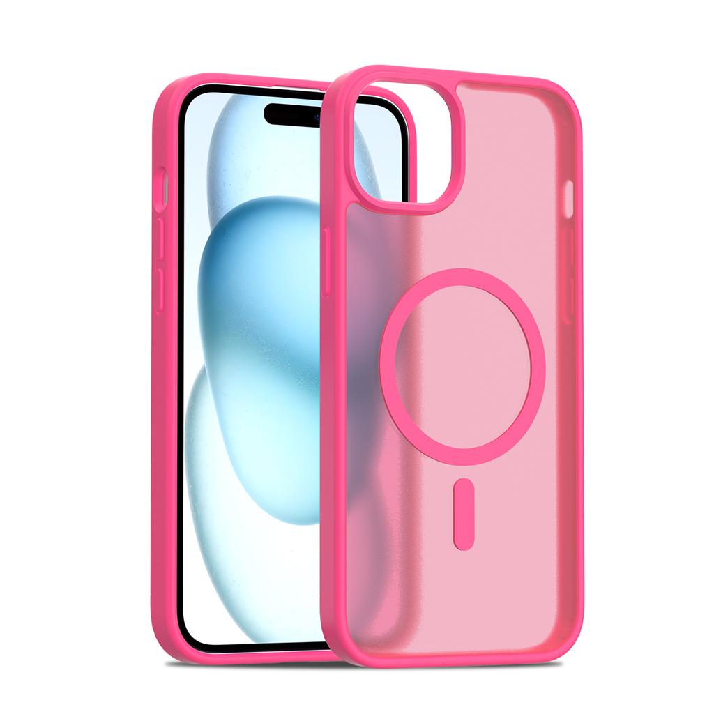 Matte Semi-Transparent Soft Edge Hybrid TPU PC Magnetic Shockproof Frosting Phone Case for 15 Plus