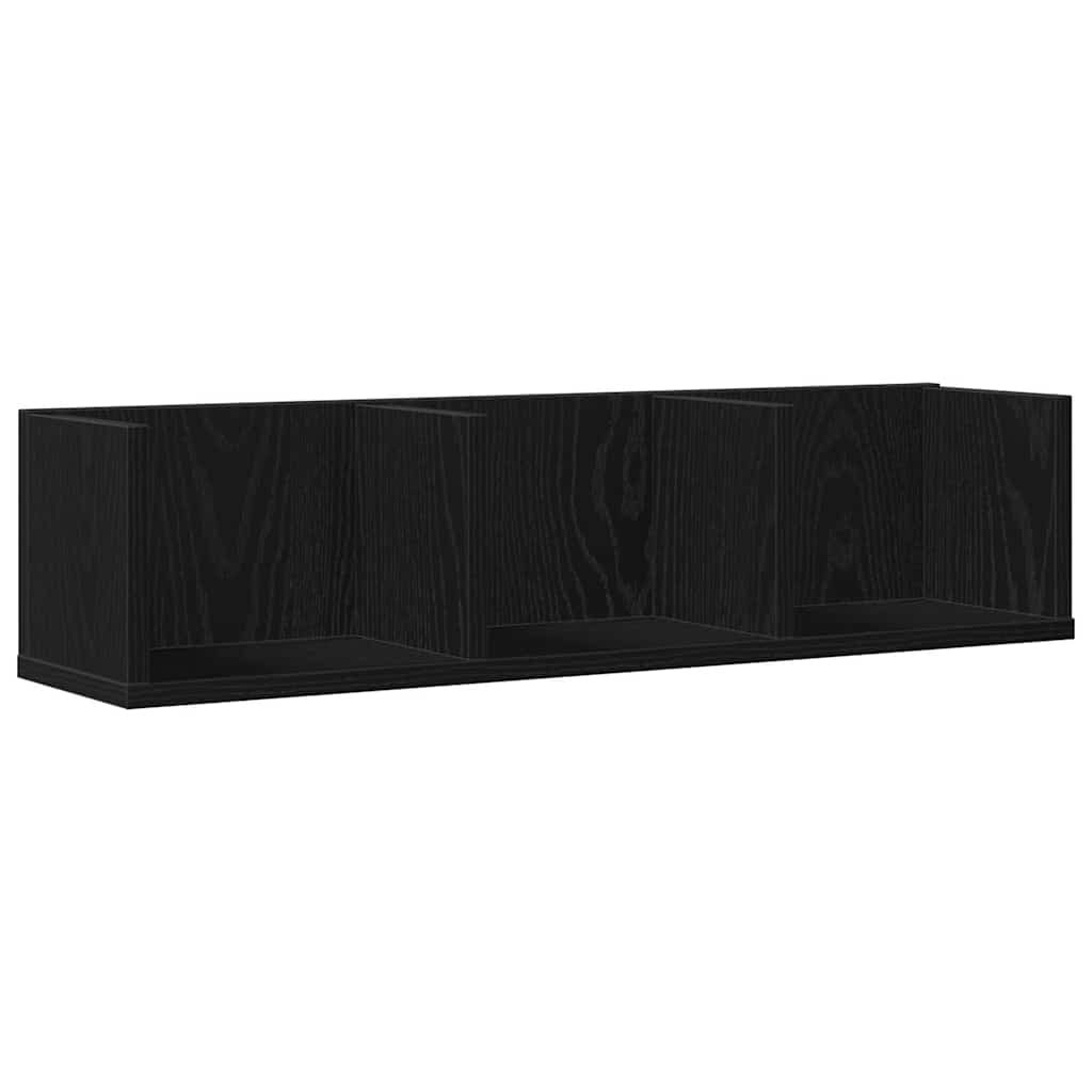 Wall Shelf Black Oak Effect 75 x 18 x 18 cm Wood Based Material