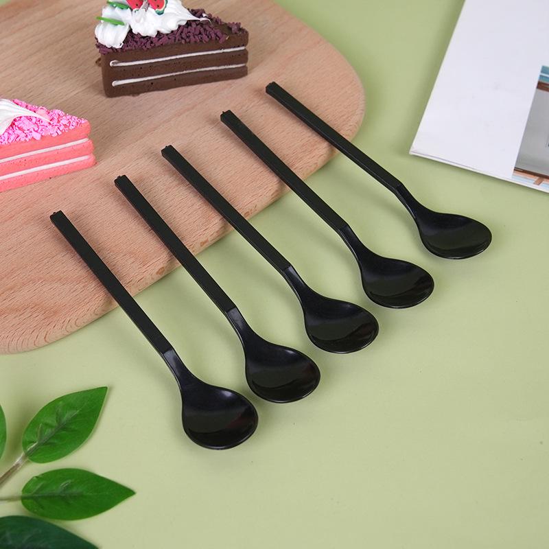 Disposable Long Handle Plastic Spoon for Fruit Salad, Cake, Ice Cream, and Yogurt - 13 Cm