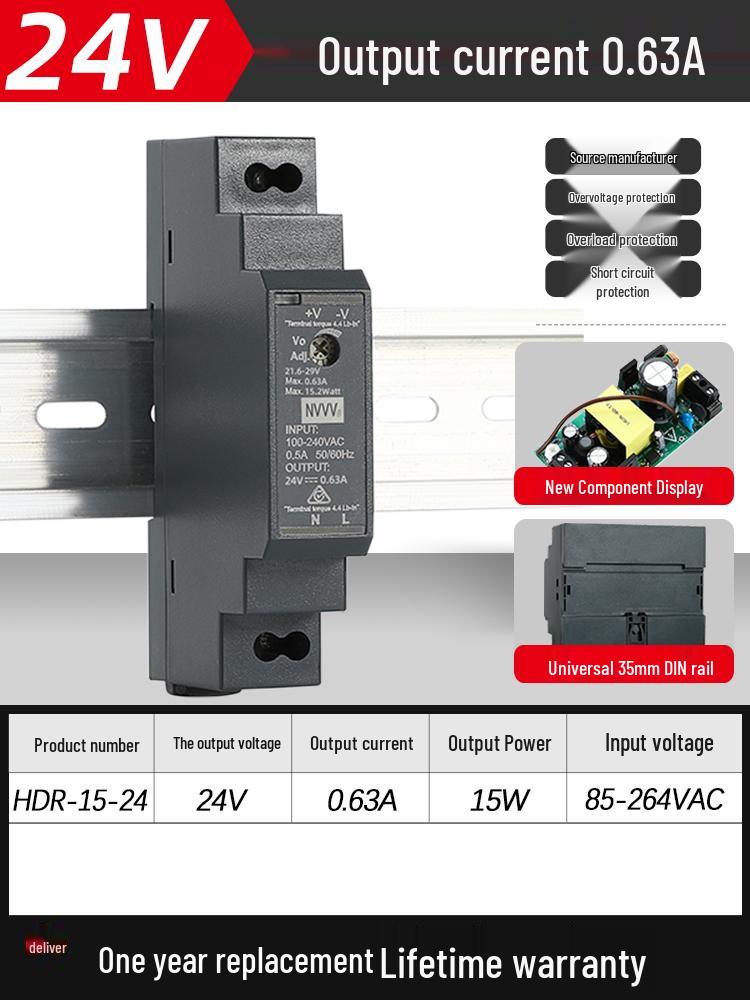 NVVV DIN Rail Switching Power Supply 220V To 12/24V DC Transformer DR/NDR/EDR Series