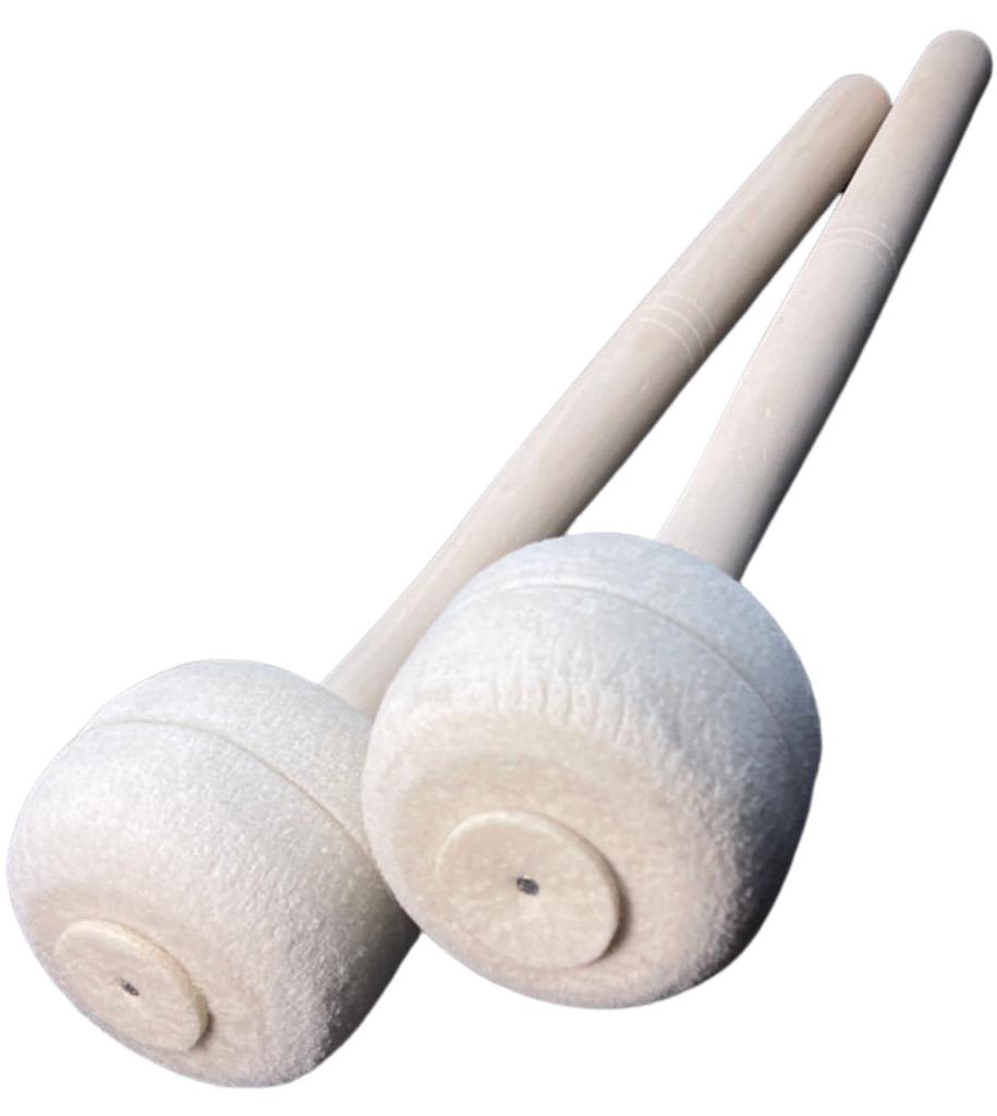 Cobalt Planet Bass Drum Mallets, Set of 2, Felt Drumstick Mallets for Brass Band, Marching Gongs, Timpani, and Bass Drums (White, Set of 2)