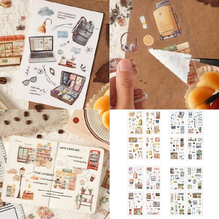 Bullets Journals Decal PET Travel Scrapbooking Sticker Cute Decorative Sticker for DIY Craft Journaling Scrapbooks