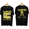 Herren- und Damen-T-Shirts Rancid Welttournee 2023 Unisex 2-seitiges Shirt Schwere Baumwolle Schwarz BT057