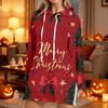 Kadın Uzun Kollu Noel Baskılı Kapüşonlu Sweatshirt Günlük Pullover Üst