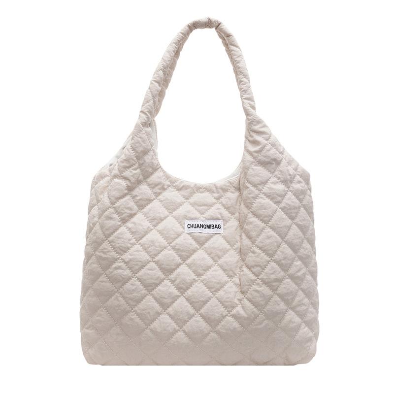 

Canvas tote bag commuter bag women s 2025ins new Japanese and Korean diamond large-capacity fashionable shoulder bag simple