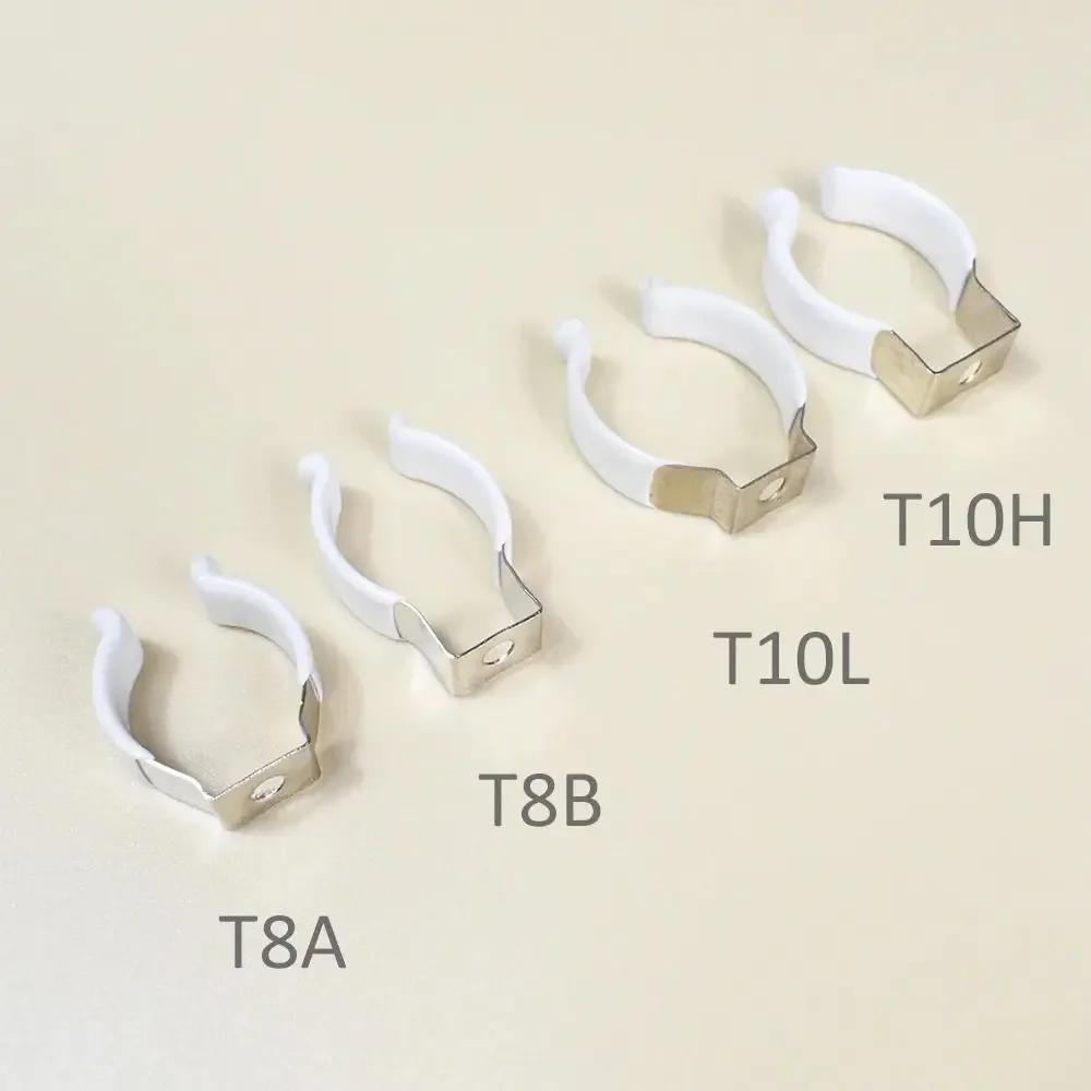 5Pcs Fixing Clips Spring Terry Clip Clamp Holders With Rubber Protection Lamp Tube Clip T3/T4/T5/T6/T7/T8/T9/T10 Base Tool