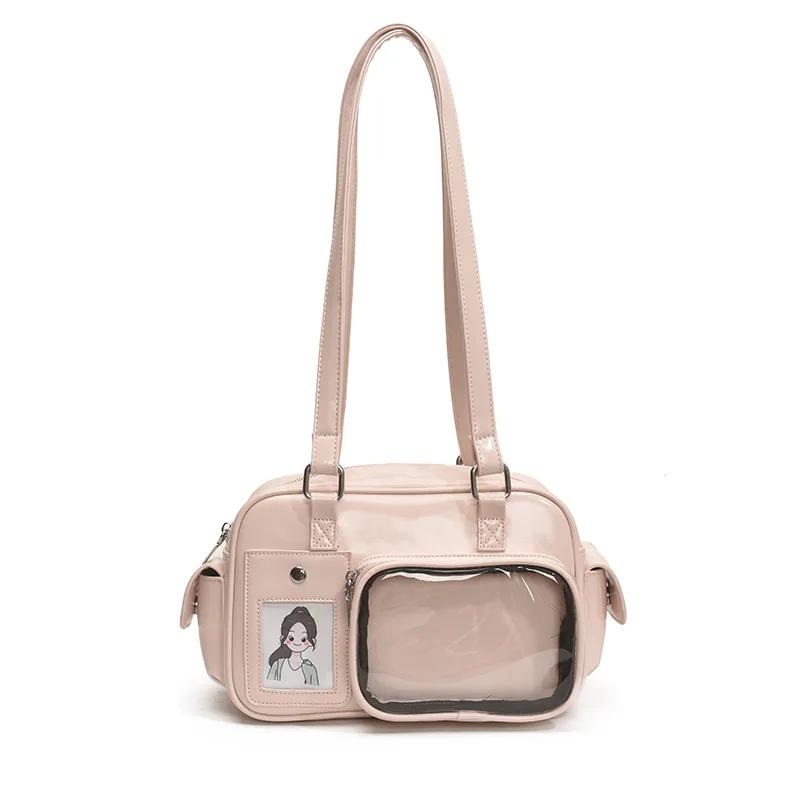 Fashion PU Designer Ladies Adjustable Backpacks Small Capacity DIY Clear Window Shoulder Bag Harajuku Women Ulzzang Y2K Ita Bags