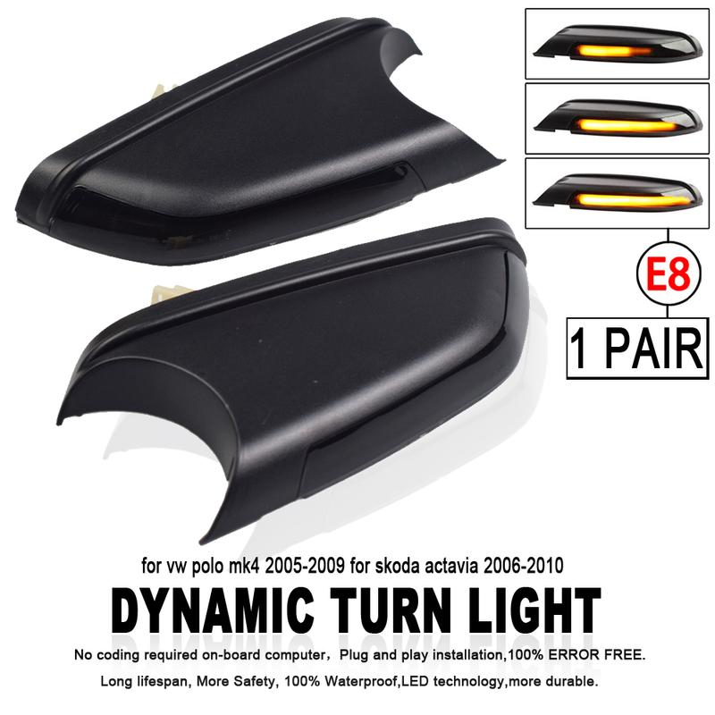 LED Dynamische Blinker Blinklicht Für VW Polo MK4 9N Für Skoda Octavia MK2 1Z Seite Rückspiegel anzeige Blinker