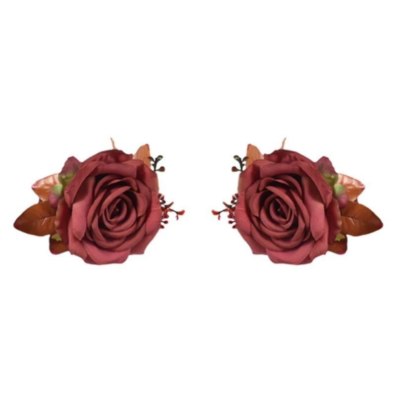 652F Rose Curtain Tieback Clip-on Flower Tie Backs Holder Drape Accessories