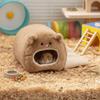 Cartoon Bear Shape Hamster Warm Bed Fleece Cute Hamster Cage Bed Cozy with Mat Pet Sleep Nest Small Pet